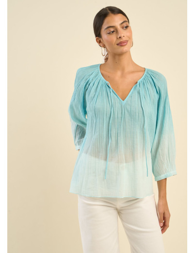 Blouse dégradée fluide en gaze de coton