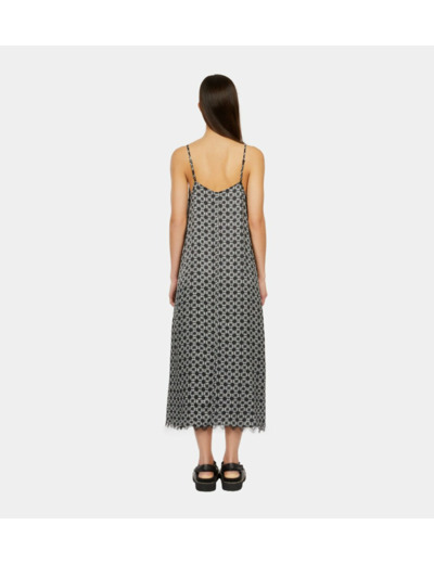 Robe Nuisette Longue Imprimée black white