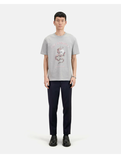 T-Shirt Manches Courtes Avec Print Snake light grey chine