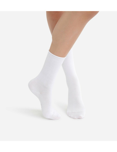 Lot de 2 paires de chaussettes blanches Femme en coton modal