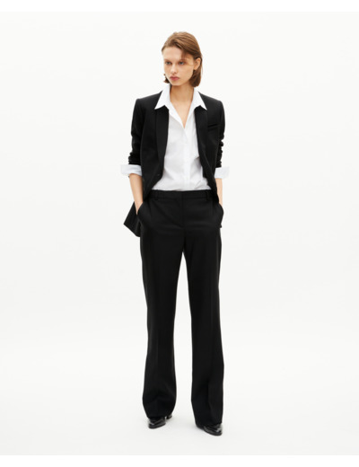 Veste tailleur détails satin noire black