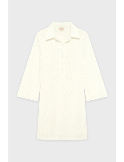 Robe courte en dentelle à col chemise - PIERA