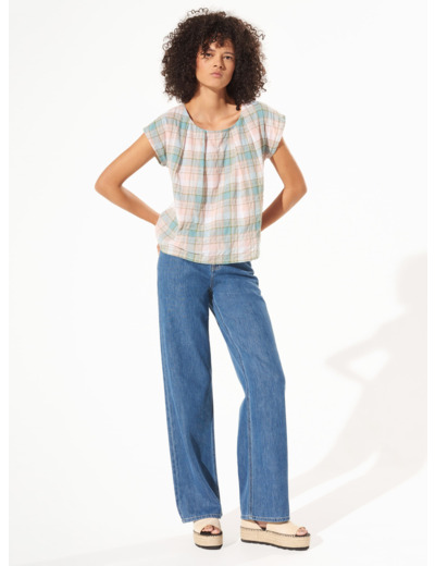 Blouse carreau rose
