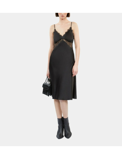 Robe nuisette courte noire en soie black