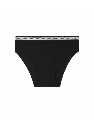 Slip pour fille en tissu côtelé Noir à ceinture beige Dim Icons
