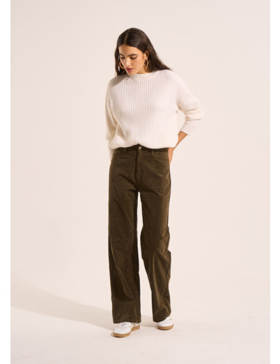Pantalon en velours imprimé léopard