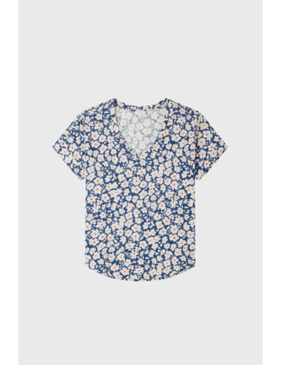 T-shirt col V à fleurs - MAILYNE