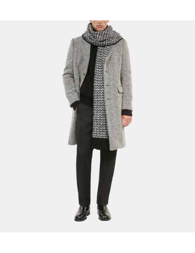 Manteau long chevron noir et blanc black white