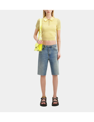 Polo Jaune Clair En Maille Ajourée mellow yellow