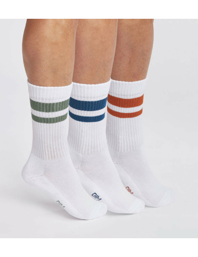 Lot de 3 paires de chaussettes homme en coton Blanc Vert EcoDim Sport