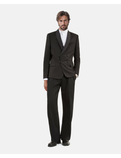 Veste de smoking col chale avec brandebourds black