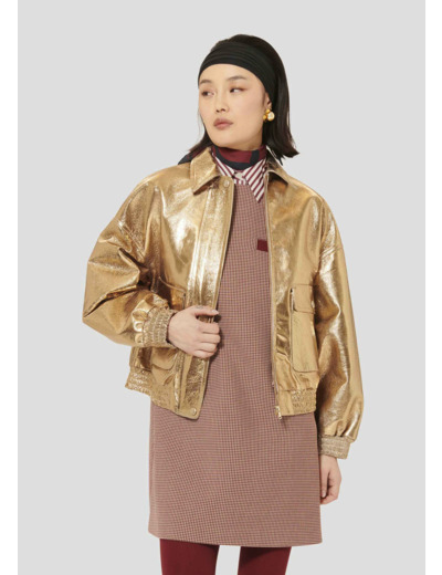 Blouson Bibba Or en Cuir D'Agneau