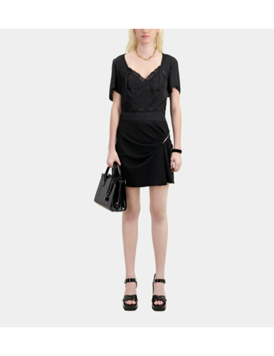 Jupe Courte Noire En Crêpe Avec Zip black
