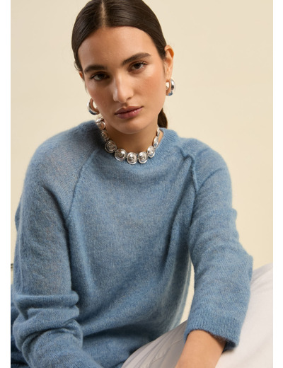 Pull col rond oversize en laine et alpaga