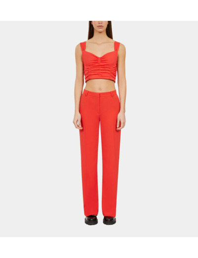 Pantalon Tailleur Rouge En Crêpe red
