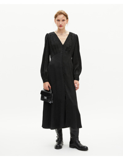 Robe longue en jacquard léopard noire black
