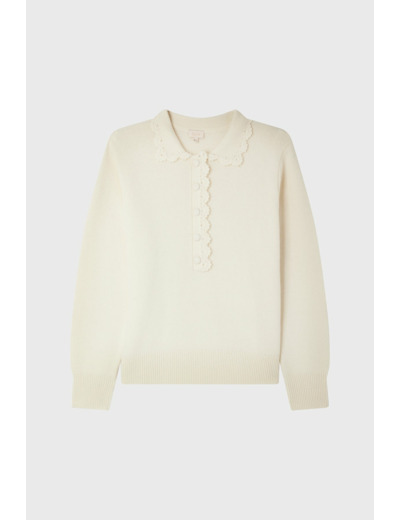 Pull polo en laine écrue - JANIRA