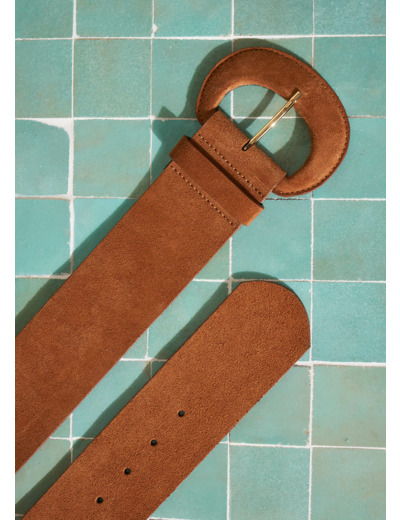 Ceinture large en croûte de cuir