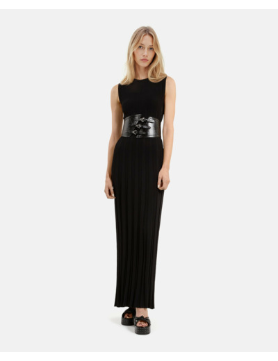 Robe longue sans manches detail dentelle dos black