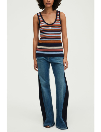 Débardeur échancré en maille rayée - JUNIA