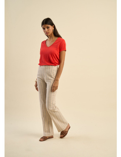 Pantalon large et habillé à fines rayures