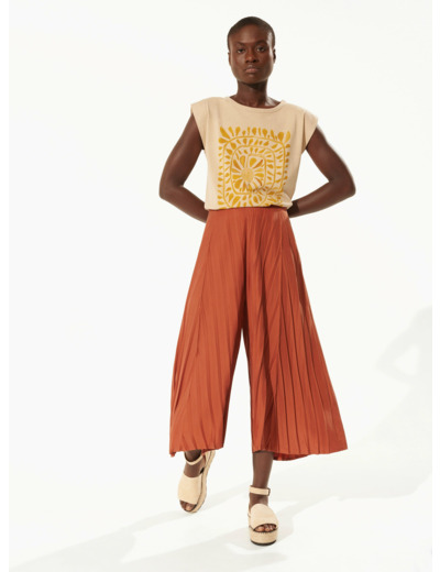 Pantalon large acajou