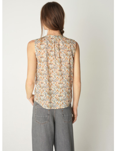 Débardeur ezia fleurs bleues