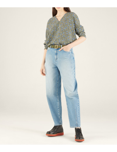 Chemise fleurs bleues