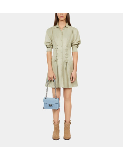 Robe Courte Vert Clair Avec Laçage kaki grey