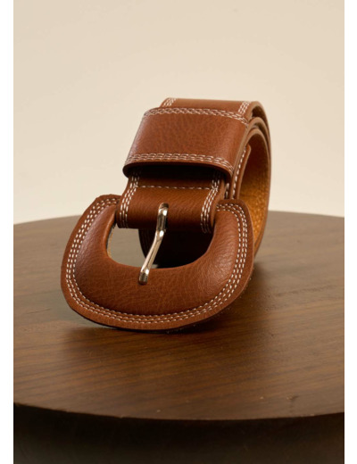 Large ceinture en cuir détails surpiqûres