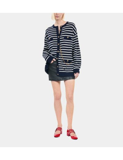 Cardigan En Laine À Rayures blanc