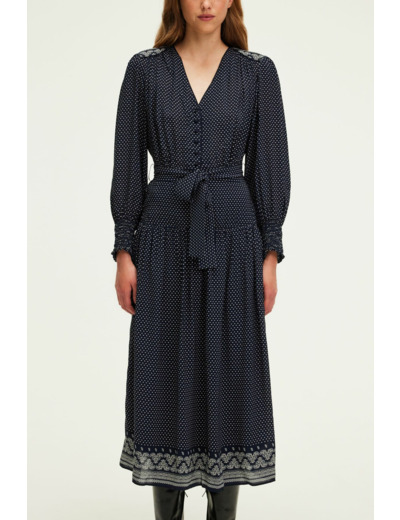 Robe longue cintrée imprimée - SYLVIA