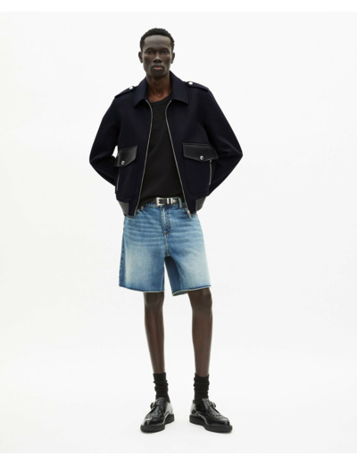 Blouson en laine bleu marine navy