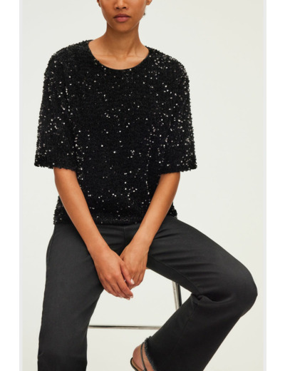 Top à sequins noirs - ALESSIA