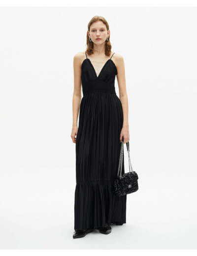 Robe plissee a lacage black