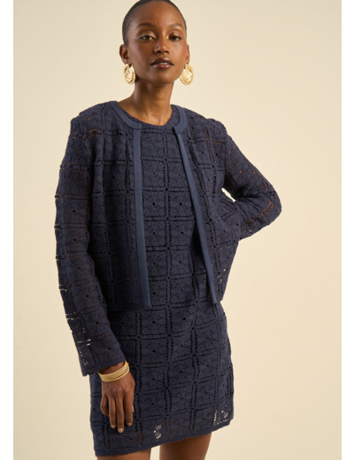 Veste manches longues en dentelle ajourée