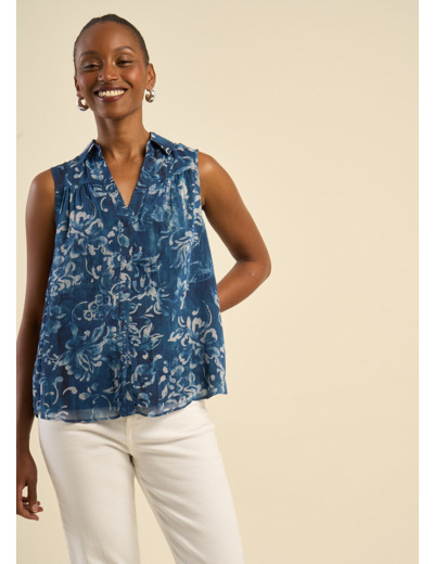 Chemisier sans manches à imprimé floral