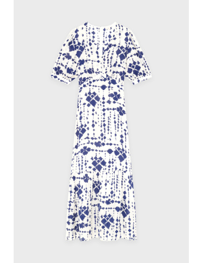 Robe longue cintrée imprimé Ikat - PLACIDE