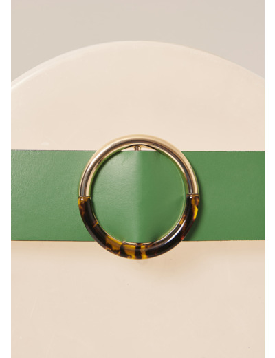 Ceinture Lauren Vert en Cuir De Vachette
