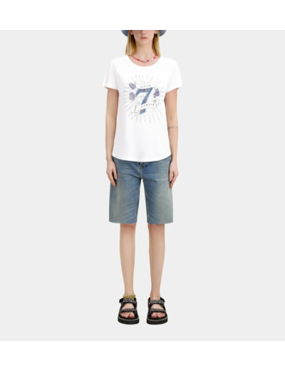 T-Shirt Manches Courtes Avec Print Seven Lucky white