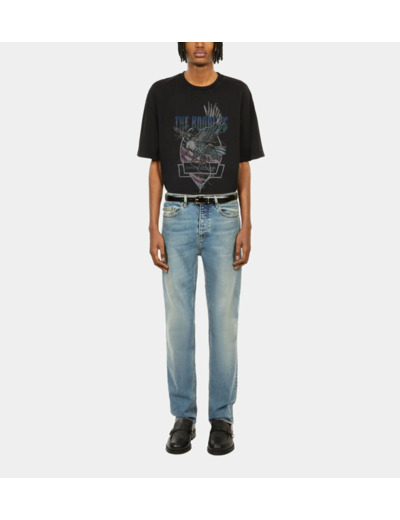 T-Shirt Noir Avec Sérigraphie Chaos Eagle black washed