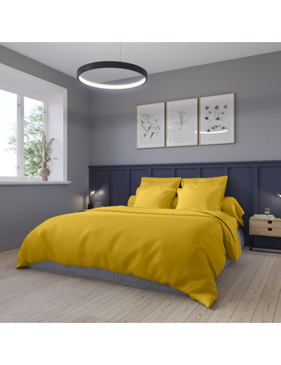 Housse de couette Partition Satin de coton Coloris Curry