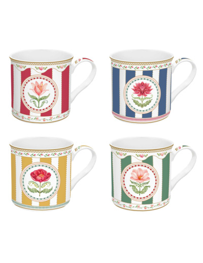 FLOWERY Coffret 4 mugs 30cl