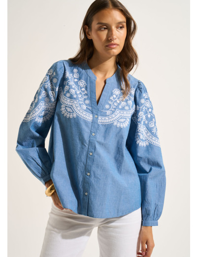 Chemise en chambray brodée