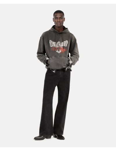 Sweat a capuche avec print devant black