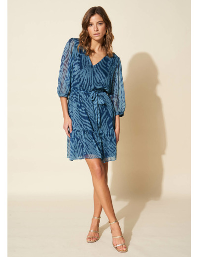 Robe courte imprimée col V