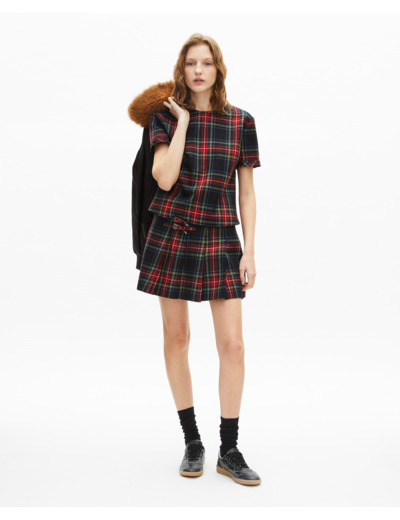 Jupe courte motif tartan rouge et noire rouge