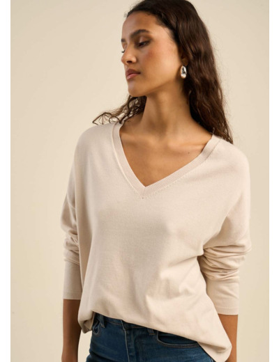 Pull maille fine col V