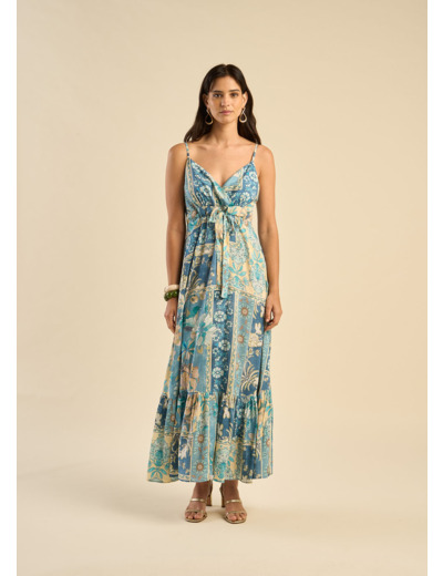 Robe longue imprimée florale à bretelles