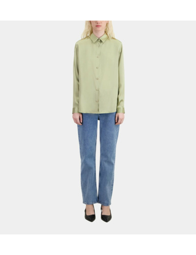 Chemise Vert Clair En Soie Satin kaki grey